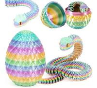 Joycabin Juguete de serpiente impreso en 3D, huevos de serpiente impresos en 3D, huevos de serpiente de Pascua, animales impresos en 3D, regalos para niños, decoración del hogar (arco iris)