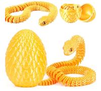 Joycabin Juguete de serpiente impreso en 3D, huevos de serpiente impresos en 3D, huevos de serpiente de Pascua, animales impresos en 3D, regalos para niños, decoración del hogar (oro)