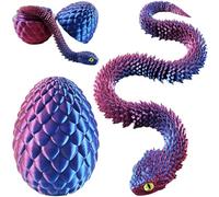 Joycabin Serpiente impresa en 3D con huevo de 13 cm, juguete fidget, azul y | Huevo de dragón sorpresa mediano con serpiente flexible 3D para Navidad, Pascua, decoración de escritorio y colecciones