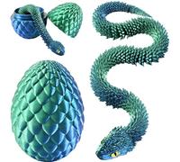 Joycabin Serpiente impresa en 3D con huevo de 13 cm, juguete fidget, azul y | Huevo de dragón sorpresa mediano con serpiente flexible 3D para Navidad, Pascua, decoración de escritorio y colecciones