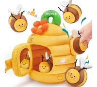JoyCat Juguetes Bebe 6 Meses, Montessori Colmena con 5 Abejas de Peluche, Arrugas, Sonajas y Espejo, Juguetes Sensoriales Bebes 6-12 Meses, Regalo Bebe Niño Niña 1 Año