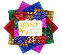 JoyCat Papel iridiscente para origami láser, 50 hojas de 6 x 6 pulgadas, papel holográfico brillante de doble cara para manualidades llamativas