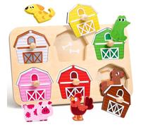 JoyCat Puzzle Madera Juguetes Montessori 1 Años, Rompecabezas de Animales de Granja, Juguete Educativo para Niñas Niños 1 2 3 Años Regalos Bebes 12-18 Meses