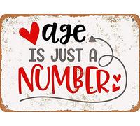 Joycenie Letrero de aluminio con texto en inglés "Age is Just a Number", 30,5 x 20,3 cm