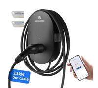 JOYCHARGE 11 kW Wallbox EV, Cable de Carga Tipo 2 de 5 Metros, trifásico 6-16 A, IP55, RFID + Control por App Solo vía Wi-Fi, Color Negro (11 kW Plug, para Coches eléctricos y PHEV)