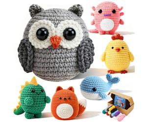 Joyclub Kit de ganchillo de 6 piezas para principiantes, kits de iniciación de ganchillo para adultos y niños, gran regalo de Navidad para los amantes del ganchillo con video paso a paso, kit de punto