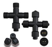 Joycome 2 Pezzi Conector Luces Navidad, 1-a-3 2 Pines Adaptador Luces Navidad, Impermeable IP65 Divisor para Luz de G40 Cadena Jardín Cortina Red