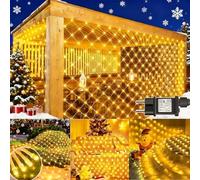 Joycome 2 Piezas Red de Luces Navidad Exterior 3x2m 200 LED Luces Navidad con Enchufe, Temporizador, 8 Modos Impermeable Malla Luz para Balcon Jardín Terraza Escaparates Interior Decoración