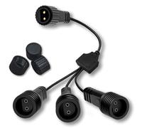 Joycome Conector Luces Navidad, 1-a-3 2 Pines Adaptador Luces Navidad, Impermeable IP65 Divisor para Luz de G40 Cadena Jardín Cortina Red