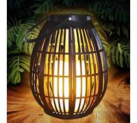 Joycome Farolillos Solares Exterior, Lampara Solar Jardin con Vela Parpadeante, Farol Solar Impermeable Lampara Exterior Mesa, Linterna para Adornos Jardin Terraza Balcón Decoracion - Negro