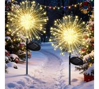 Joycome Guirnaldas Luces Exterior Solar, Cadena de Luces Impermeable 2 Pack 150 LED luces LED de Hadas, Luces Solares Para Patio con 8 modos Para Césped, Jardín, Patio, Boda - Blanco Cálido