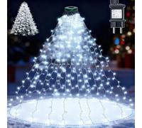 Joycome Luces Arbol Navidad 400 LED 2m*16 Luz de Navidad con IP65 Impermeable 8 Modos Brillo Alto Cadena de Luces para Árbol de Natal para Exterior Interior -Blanco