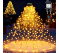 Joycome Luces Arbol Navidad 400 LED 2m*16 Luz de Navidad con IP65 Impermeable 8 Modos Brillo Alto Cadena de Luces para Árbol de Natal para Exterior Interior -Blanco Cálido