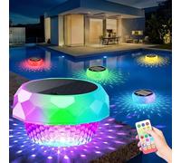 Joycome Luces Piscina IP68 Impermeables Luz Solar con Control Remoto, Luz Piscina RGB LED Luces Solar Flotantes Lampe para Jardín Acuario Estanque Bañera Decoración