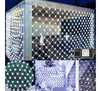Joycome Red de Luces Led Navidad Exterior 3x2m 200 LED Luces Navidad con Enchufe, Temporizador, 8 Modos Impermeable Malla Luz para Balcon Jardín Terraza Escaparates Interior Decoración - Blanco