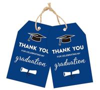 joycraft 50 etiquetas de regalo de graduación con cuerda, 3.3 x 2.1 pulgadas, etiquetas de agradecimiento para celebración, etiquetas de papel azul para felicitaciones, regalos de fiesta de graduación