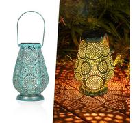 JOYCREATOR Farolillo solar para exteriores, farolillos solares LED de metal para exteriores, resistentes al agua IP65, lámparas solares para exteriores, jardín, balcón, césped, patio, camping, regalos