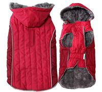 JoyDaog Sudadera con capucha de forro polar para perros pequeños, chaqueta supercálida para cachorros en invierno frío, rojo, XS