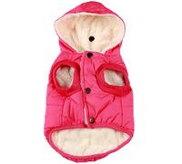 JoyDaog - Sudadera con capucha para perro con forro polar cálido en invierno, chaqueta con capucha para perros pequeños, color rosa, talla XXL