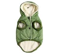 JoyDaog - Sudadera con capucha para perro con forro polar y forro de algodón cálido en invierno, chaqueta con capucha para perros pequeños, verde, talla L