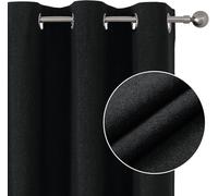 Joydeco 100% Cortinas Opacas 2 Piezas, Lino Cortinas Dormitorio con Ojales Anti Luz Cortina Termica Aislantes Frio y Calor para Salon(Negro, 2x140x280cm)
