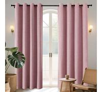 Joydeco 100% Cortinas Opacas 2 Piezas, Lino Cortinas Dormitorio con Ojales Anti Luz Cortina Termica Aislantes Frio y Calor para Salon(Rosa, 2x140x220cm)