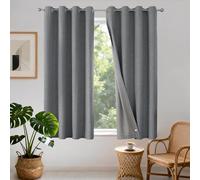 Joydeco 100% Cortinas Opacas 2 Piezas, Lino Cortinas Dormitorio con Ojales Anti Luz Cortina Termica Aislantes Frio y Calor para Salon(Gris, 2x106x158cm)
