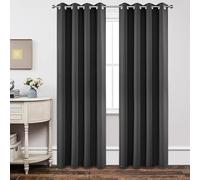 Joydeco 2 Cortinas Opacas de 182 cm de Largo, 132 cm de Ancho x 182 cm de Largo, Color Gris Oscuro, Cortinas con Ojales para Sala de Estar y Dormitorio
