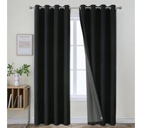 Joydeco Blackout Curtains 120 Inches Long, Black Extra Long Curtains for Living Room Bedroom, Total Room Darkening Curtains Grommets Linen Texture Drapes for Windows(52x120 inch, Black)