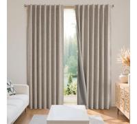 Joydeco Cortinas 100% Opacas de 108 Pulgadas de Largo, 1 Panel, Cortinas Opacas Naturales de Lino para Dormitorio, Sala de Estar, Cortina de oscurecimiento, Aislamiento térmico, pestaña Trasera y