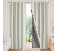 Joydeco Cortinas 100% Opacas de 183 cm de Largo, 2 Paneles, Cortinas Opacas Naturales de Lino para Dormitorio, Sala de Estar, Cortina de oscurecimiento, Aislamiento térmico, Bolsillo para Barra (132