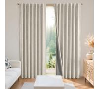 Joydeco Cortinas 100% Opacas de Lino Natural de 108 Pulgadas de Largo, Juego de 1 Panel, para Dormitorio, Sala de Estar, Cortina de oscurecimiento, Aislamiento térmico, pestaña Trasera y Bolsillo