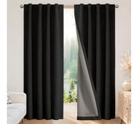 Joydeco, Cortinas 100% Opacas para Dormitorio, Cortinas de Lino Natural de 94 cm de Ancho x 229 cm de Largo, Aislamiento térmico, 2 Cortinas Negras con Bloqueo de luz, Dobladillo para Barra y
