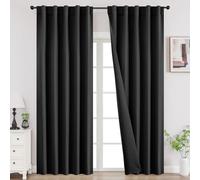 Joydeco Cortinas apagón 108 pulgadas de largo para el dormitorio, aislamiento térmico negro fuera cortinas 2 paneles conjunto, sala de oscurecimiento drapes para sala de estar ventana varilla bolsillo