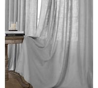Joydeco Cortinas de Lino para Sala de Estar, Cortinas semitransparentes con Bolsillo para cortinero y Trabillas traseras, 304 cm de Largo, Color Gris ébano