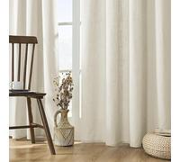 Joydeco Cortinas de Lino para Sala de Estar, Cortinas semitransparentes con Bolsillo para cortinero y Trabillas traseras, 160 cm de Largo, Color Marfil