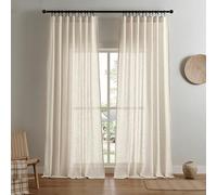 Joydeco Cortinas de Lino para Sala de Estar, Cortinas semitransparentes de 72 Pulgadas de Largo, Juego de 2 Paneles, Cortinas Plisadas Color Crema (52 Pulgadas de Ancho x 72 Pulgadas de Largo, Lino)