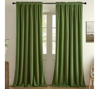 Joydeco Cortinas de Terciopelo Verde de 90 Pulgadas, 2 Paneles, Cortinas de Terciopelo súper Suave para oscurecer la habitación, Cortinas de Ventana con Aislamiento térmico, Cortinas Opacas de Lujo