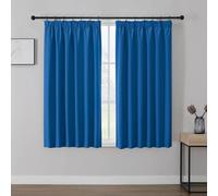 Joydeco Cortinas Opaca Termicas Aislantes Frio y Calor An 117 x Al 137 Azul Real 2 Piezas Cinta Fruncidora Riel para Salon Dormitorio