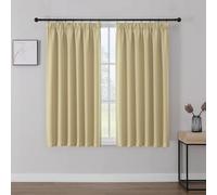 Joydeco Cortinas Opaca Termicas Aislantes Frio y Calor An 117 x Al 137 Beige 2 Piezas Cinta Fruncidora Riel para Salon Dormitorio