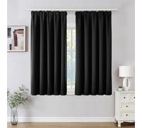 Joydeco Cortinas Opaca Termicas Aislantes Frio y Calor An 117 x Al 137 Negro 2 Piezas Cinta Fruncidora Riel para Salon Dormitorio