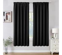 Joydeco Cortinas Opaca Termicas Aislantes Frio y Calor An 117 x Al 183 Negro 2 Piezas Cinta Fruncidora Riel para Salon Dormitorio