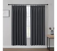 Joydeco Cortinas Opaca Termicas Aislantes Frio y Calor An 117 x Al 228 Gris Oscuro 2 Piezas Cinta Fruncidora Riel para Salon Dormitorio