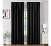 Joydeco Cortinas Opaca Termicas Aislantes Frio y Calor An 132 x Al 200 Negro 2 Piezas Cinta Fruncidora Riel para Salon Dormitorio