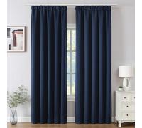 Joydeco Cortinas Opaca Termicas Aislantes Frio y Calor An 132 x Al 245 Azul Marino 2 Piezas Cinta Fruncidora Riel para Salon Dormitorio