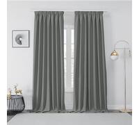 Joydeco Cortinas Opaca Termicas Aislantes Frio y Calor An 132 x Al 245 Gris Claro 2 Piezas Cinta Fruncidora Riel para Salon Dormitorio