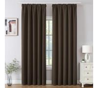 Joydeco Cortinas Opaca Termicas Aislantes Frio y Calor An 132 x Al 245 Marrón 2 Piezas Cinta Fruncidora Riel para Salon Dormitorio