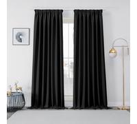 Joydeco Cortinas Opaca Termicas Aislantes Frio y Calor An 132 x Al 245 Negro 2 Piezas Cinta Fruncidora Riel para Salon Dormitorio