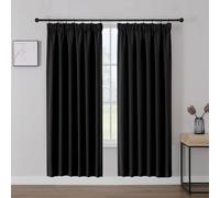 Joydeco Cortinas Opaca Termicas Aislantes Frio y Calor An 140 x Al 175 Negro 2 Piezas Cinta Fruncidora Riel para Salon Dormitorio