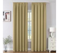 Joydeco Cortinas Opaca Termicas Aislantes Frio y Calor An 140 x Al 245 Beige 2 Piezas Cinta Fruncidora Riel para Salon Dormitorio